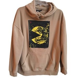 C-Lifegroup PAC-Man Tan Hoodie Sweatshirt Art By Okazu Adult Size Large